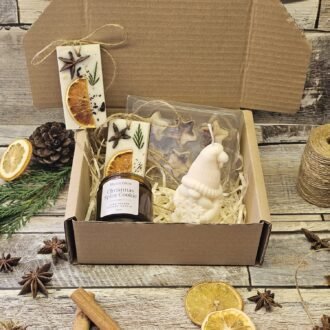 MysticGlow handmade Christmas candle gift box set with star melts, wax tablets and festive gnome candle