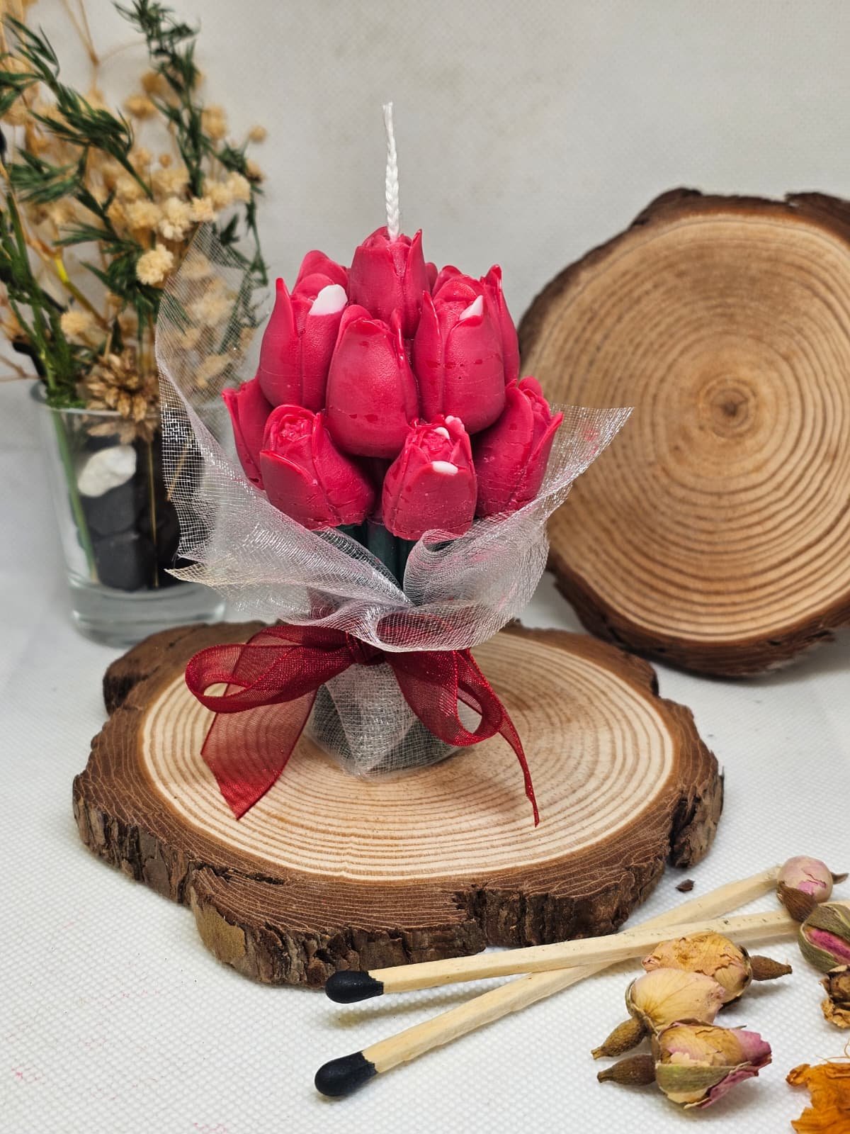 floral soy wax rose candle bouquet