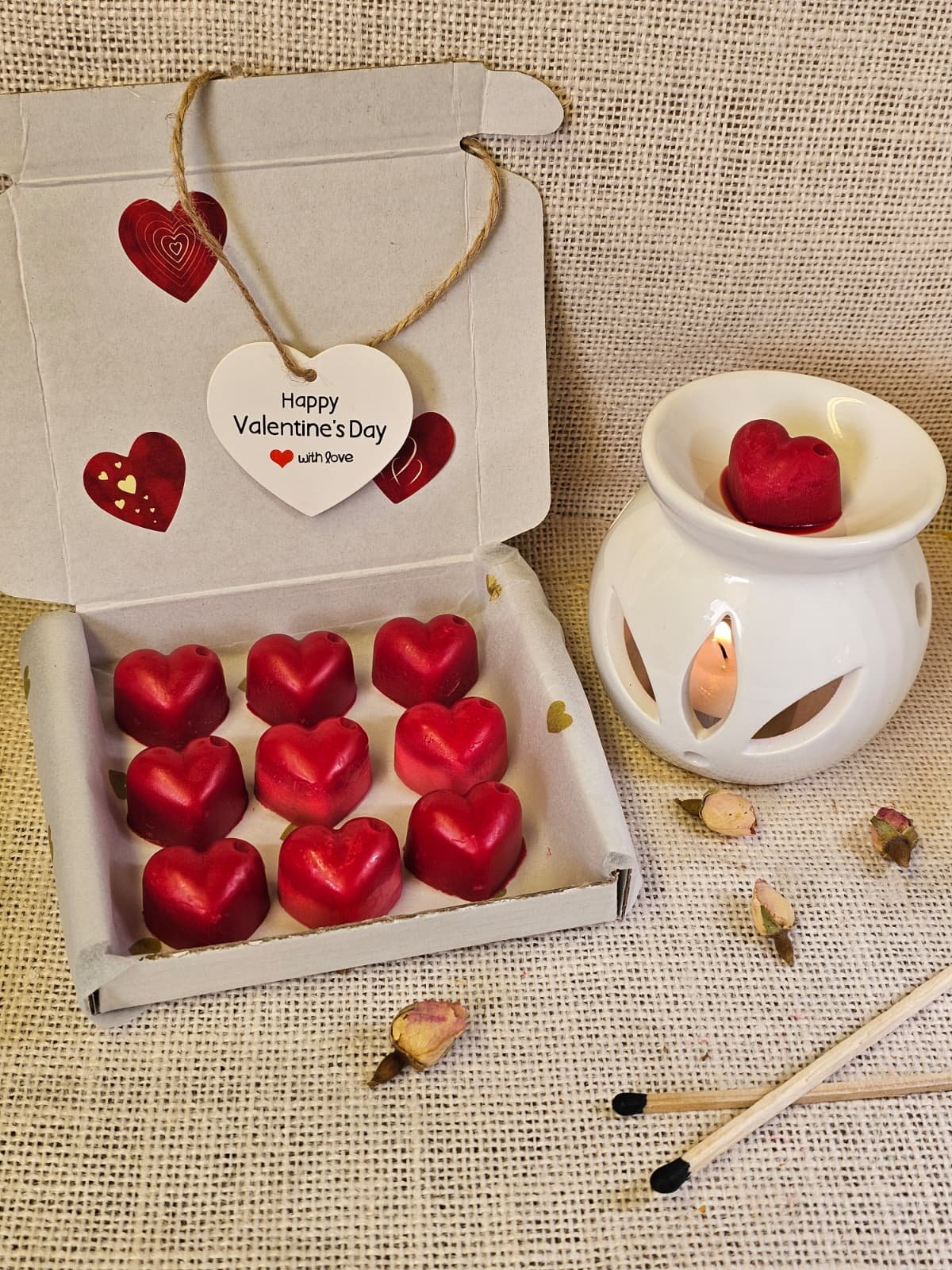 heart shaped rose scented wax melts