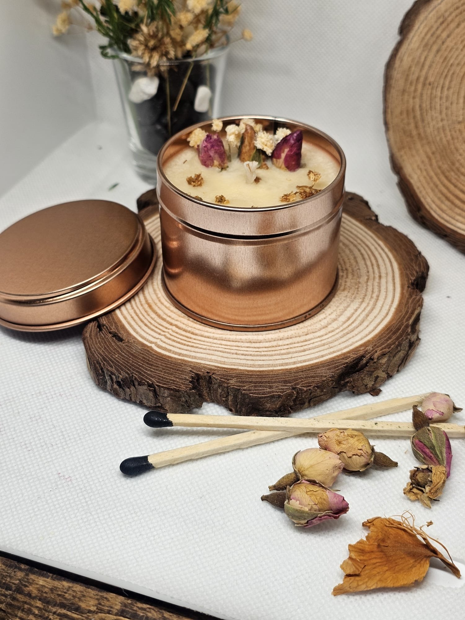 mysticglow rose candle copper tin product