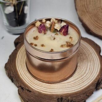 rose candle copper tin handmade