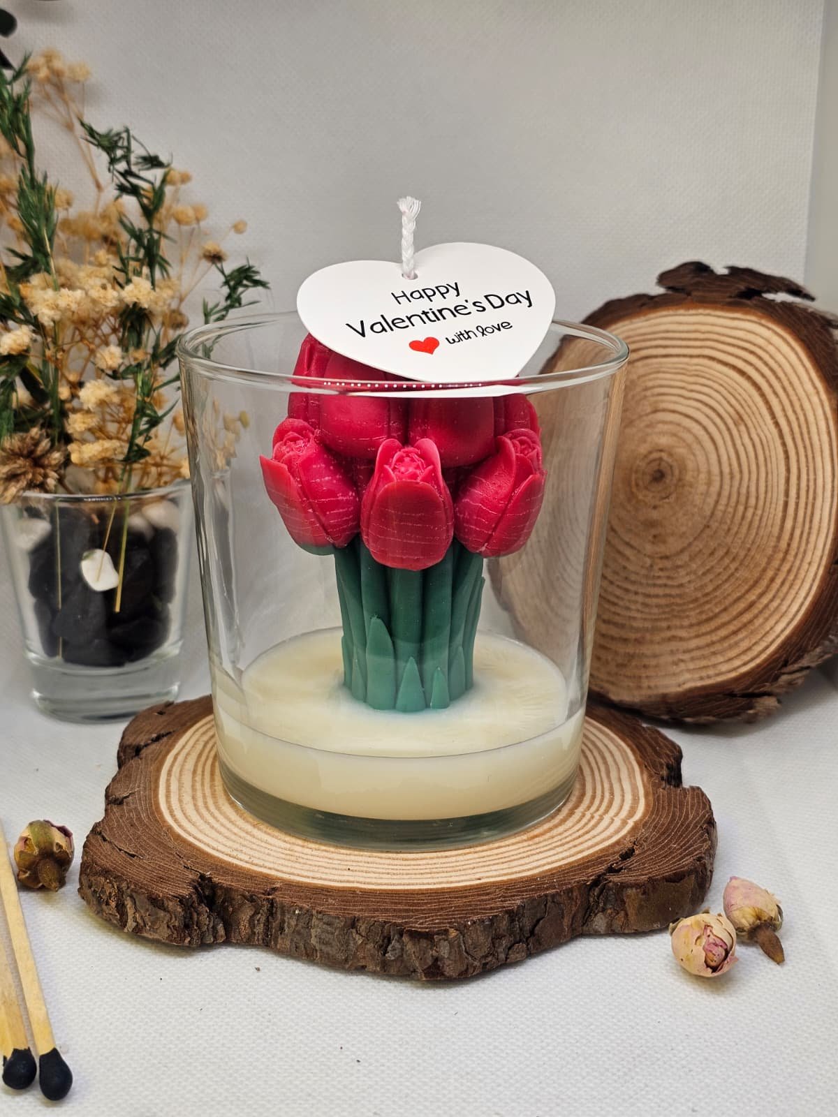 handmade valentine soy candle in glass