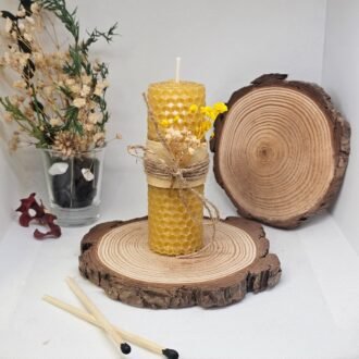 handmade beeswax rolled candle honeycomb texture rustic decoration