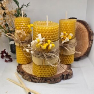 rustic beeswax candle set natural honeycomb candles