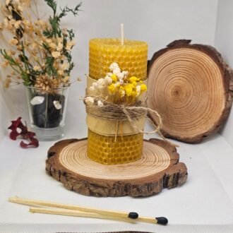 handmade beeswax rolled candle honeycomb texture rustic decoration