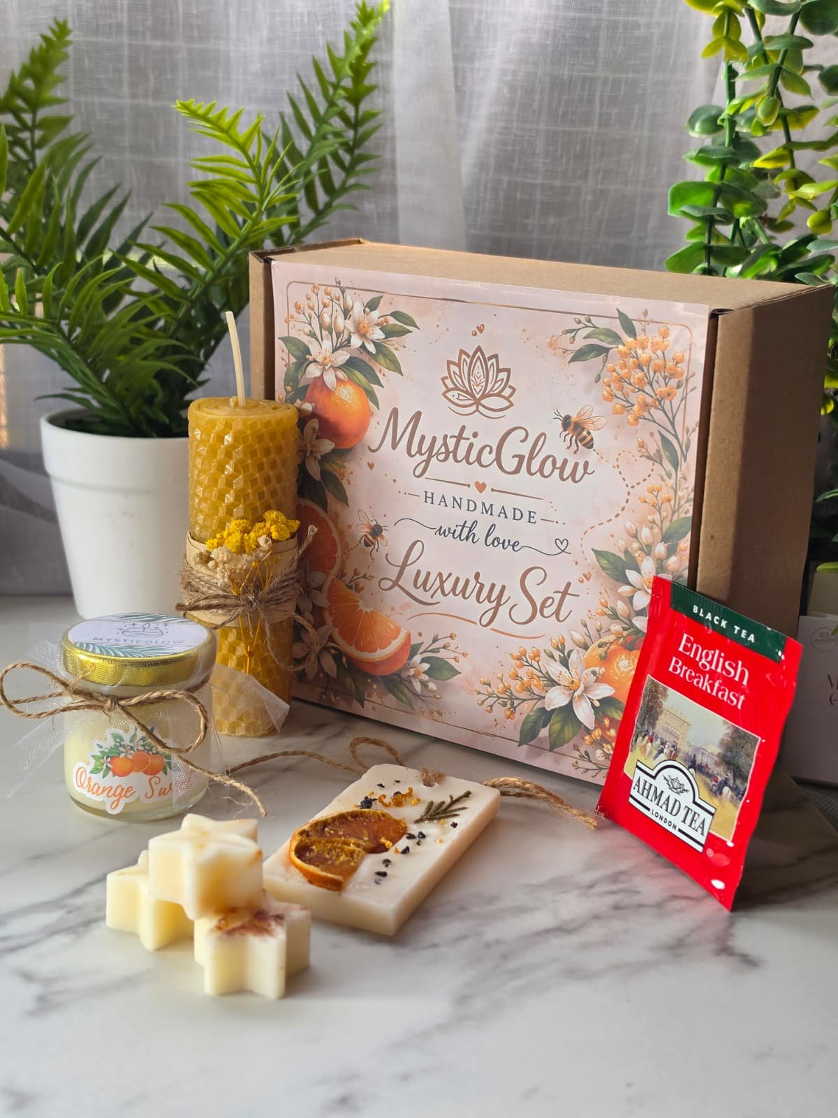 luxury candle gift set handmade beeswax candle wax melts tea